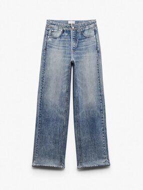 rag & bone Miramar Light Blue Wide Leg Jeans 100% cotton terry XL 14 16